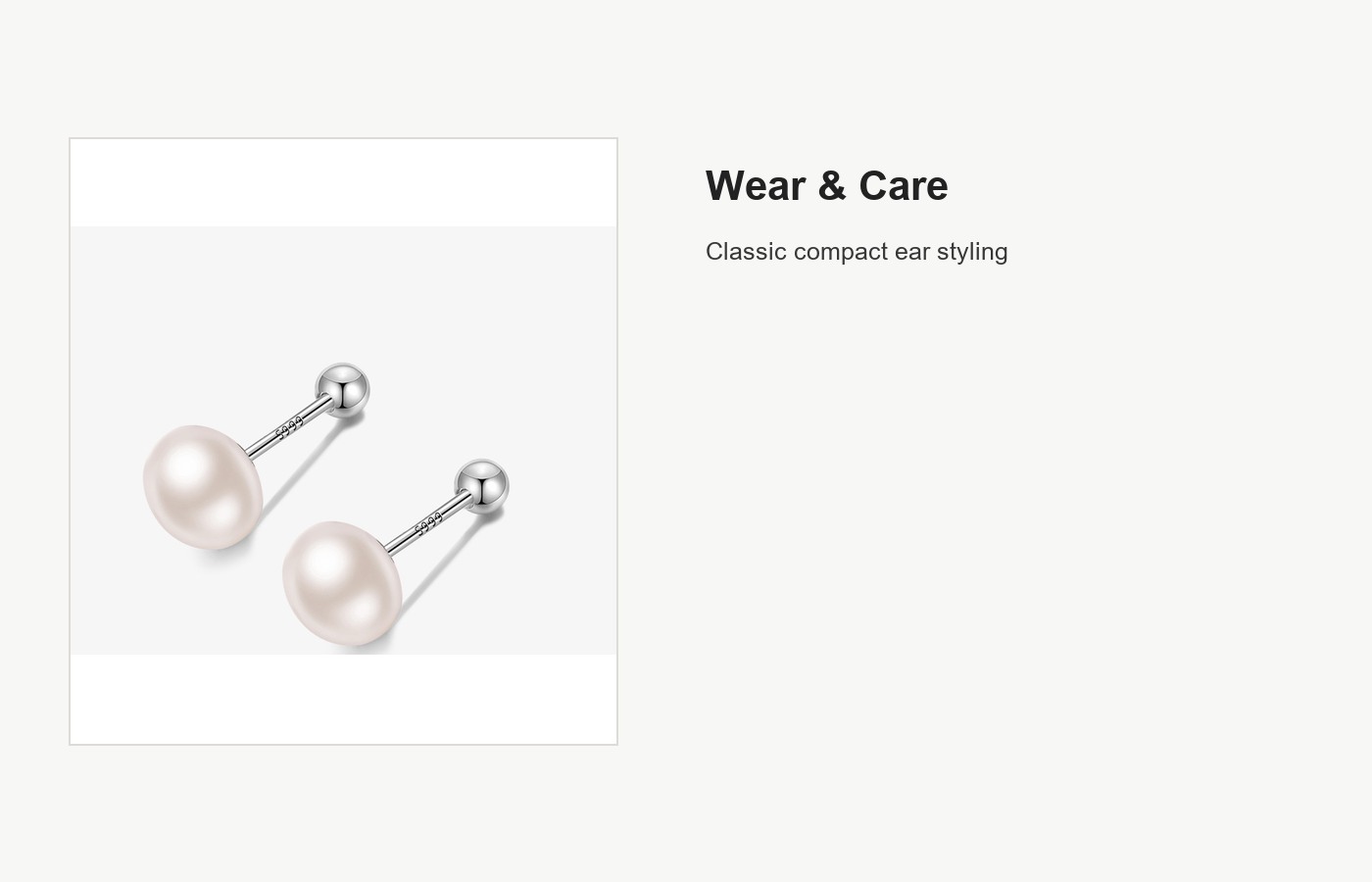 S999 Silver Freshwater Pearl Screw Back Stud Earrings detail image