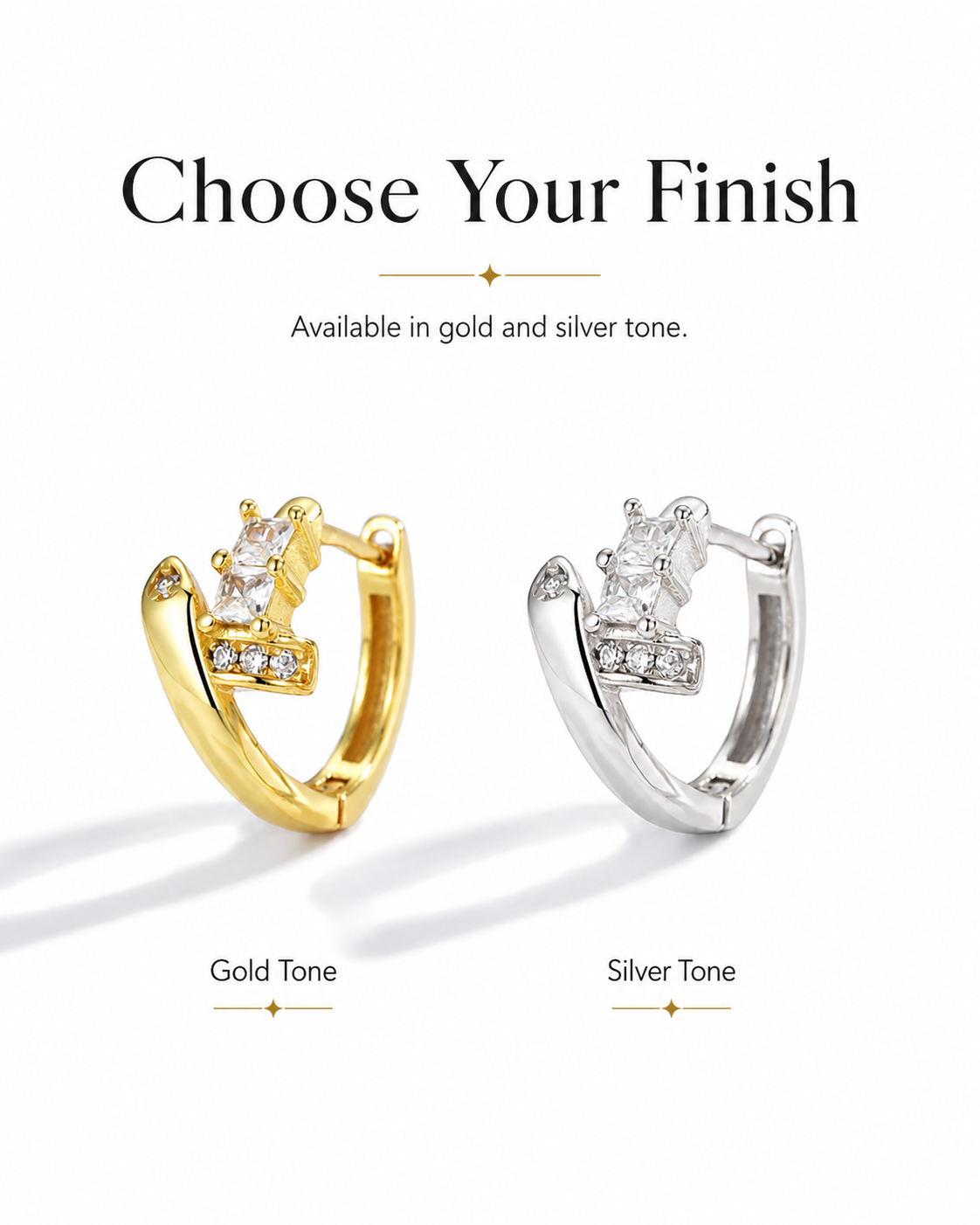 gold and silver tone single huggie earring options