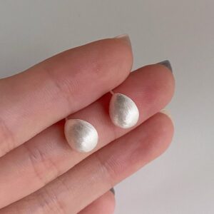 S925 Silver Bead Light Luxury Korean Style Brushed Stud Earrings for Women main image 1