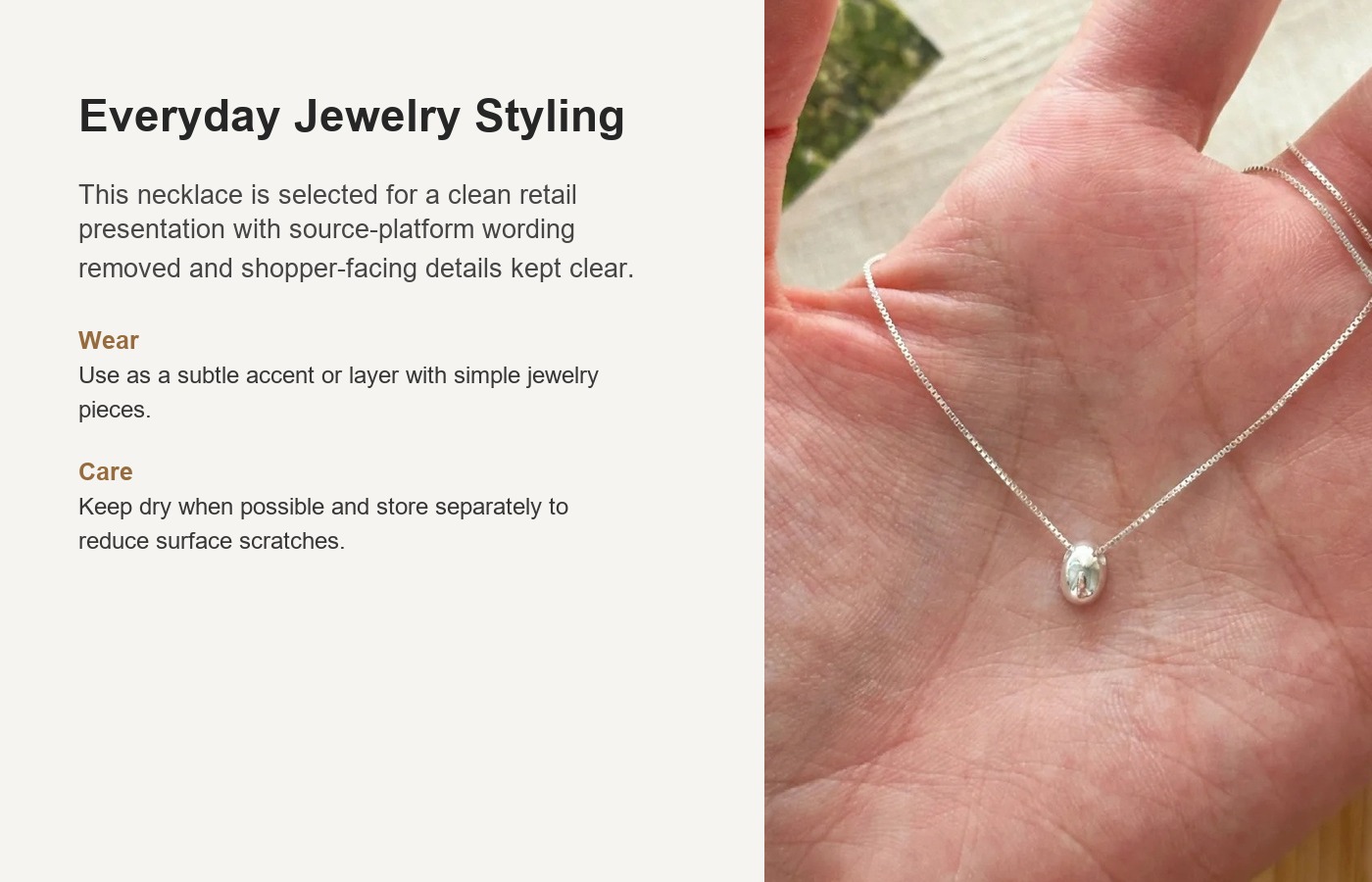 S925 Silver Bead Minimalist Korean Style Collarbone Chain Necklace for Women detail image