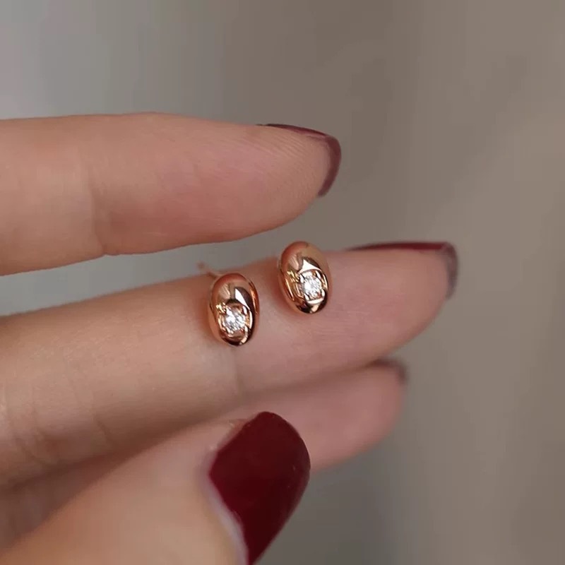S925 Silver Bead Sparkle CZ Stud Earrings for Women main image 2