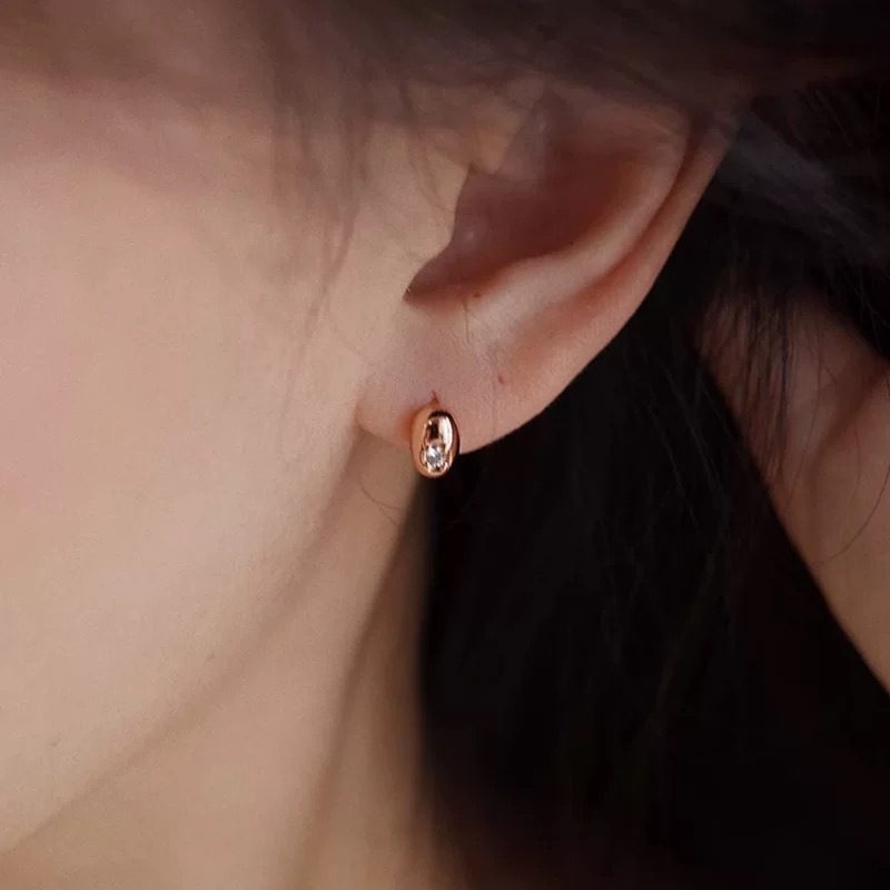 S925 Silver Bead Sparkle CZ Stud Earrings for Women main image 4