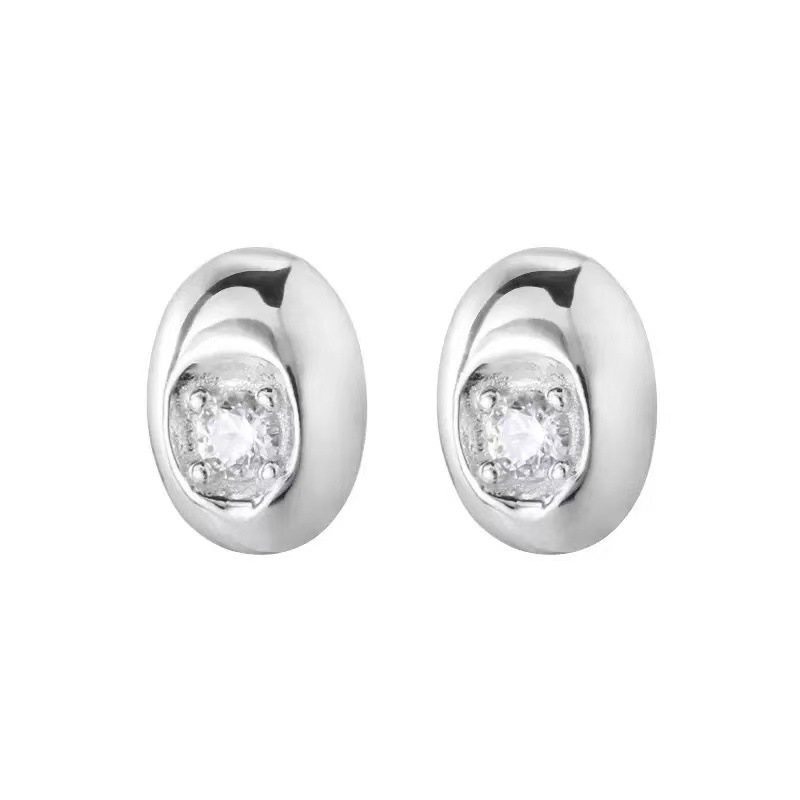 S925 Silver Bead Sparkle CZ Stud Earrings for Women main image 5