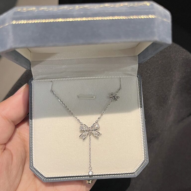 S925 Silver Bow CZ Light Luxury Collarbone Chain Necklace for Women main image 1