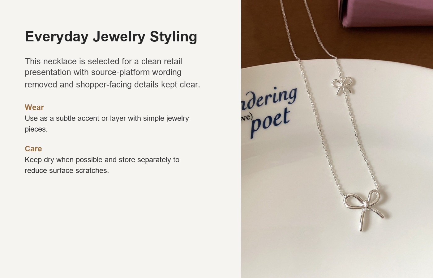 S925 Silver Bow Minimalist Collarbone Chain Cross Chain Necklace for Women detail image
