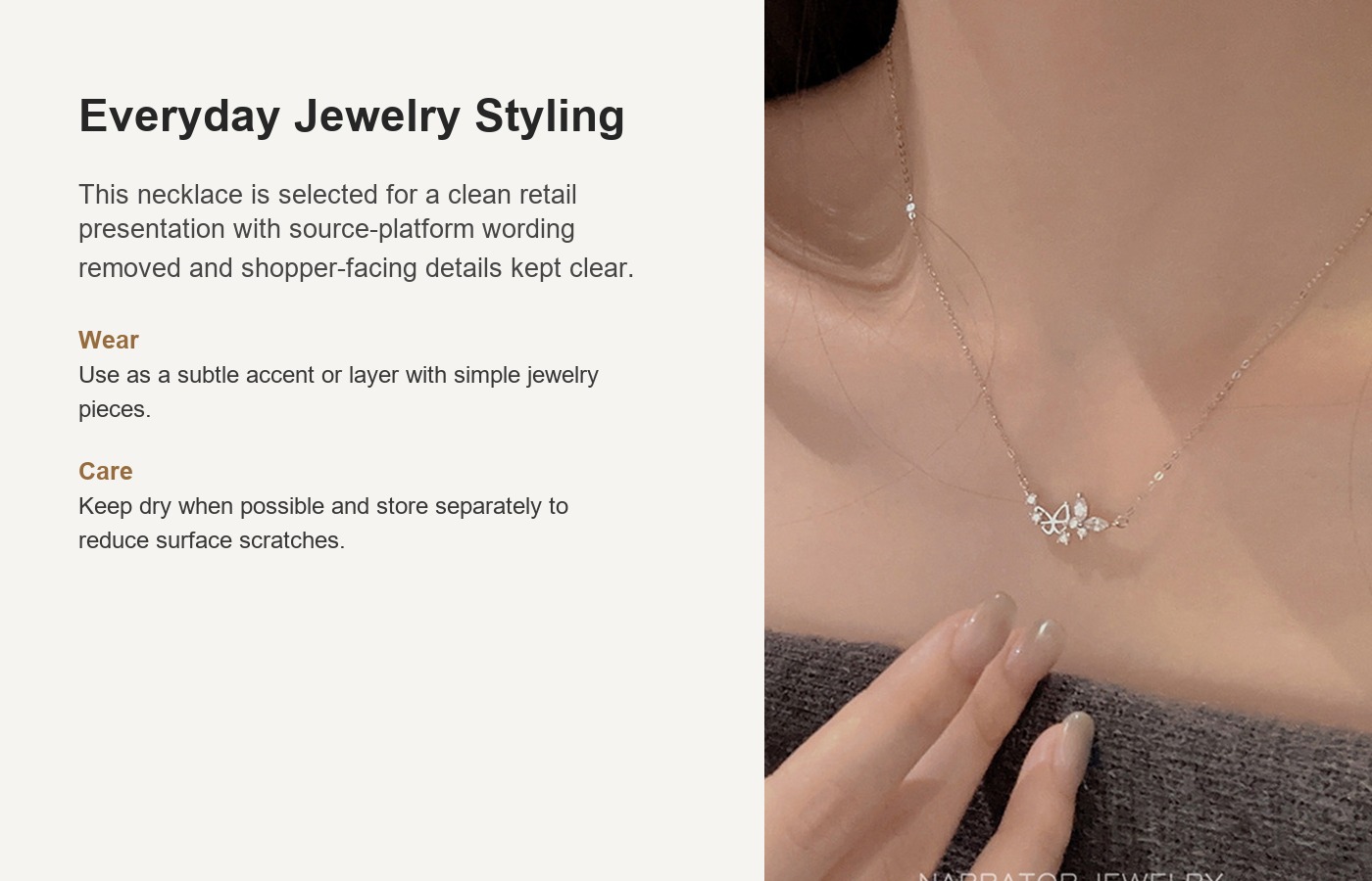 S925 Silver Butterfly Light Luxury Collarbone Chain Necklace for Women detail image