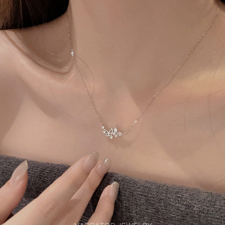 S925 Silver Butterfly Light Luxury Collarbone Chain Necklace for Women main image 1