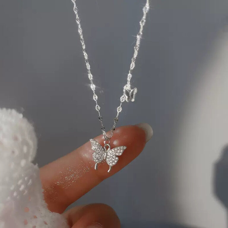S925 Silver Butterfly Minimalist Light Luxury Collarbone Chain Necklace for Women main image 1