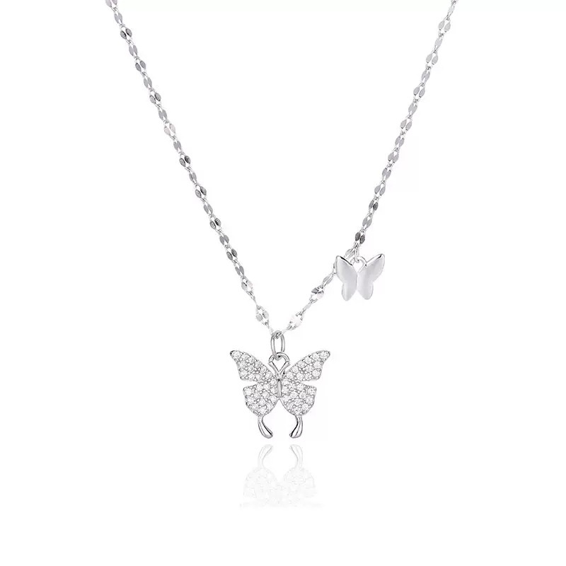 S925 Silver Butterfly Minimalist Light Luxury Collarbone Chain Necklace for Women main image 5