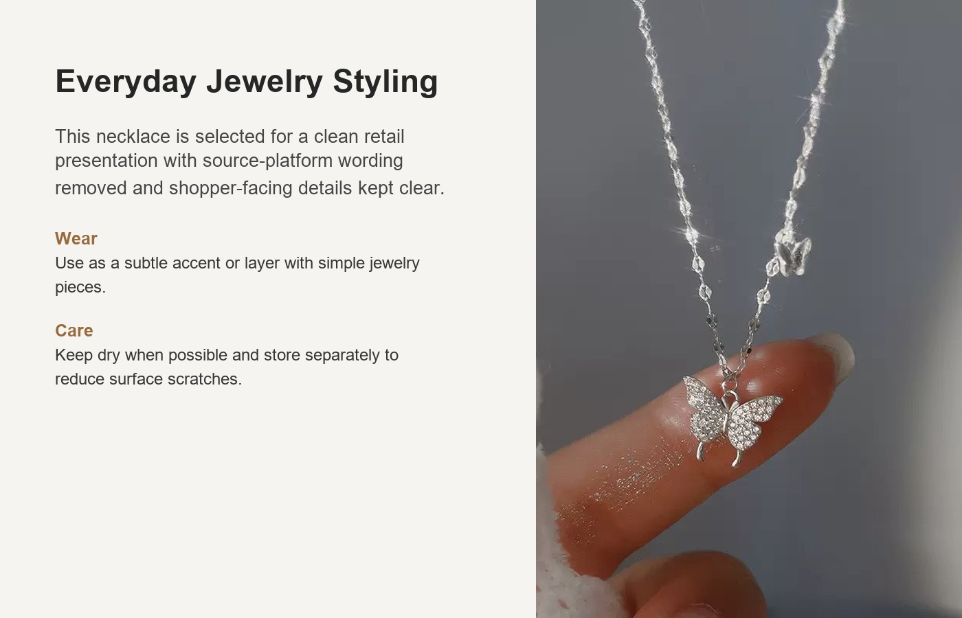 S925 Silver Butterfly Minimalist Light Luxury Collarbone Chain Necklace for Women detail image