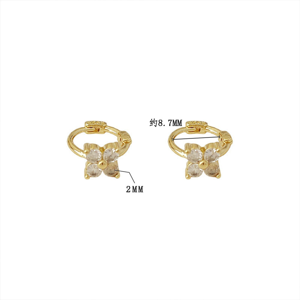 S925 Silver Four Leaf Clover CZ Light Luxury Hoop Earrings for Women product image 5