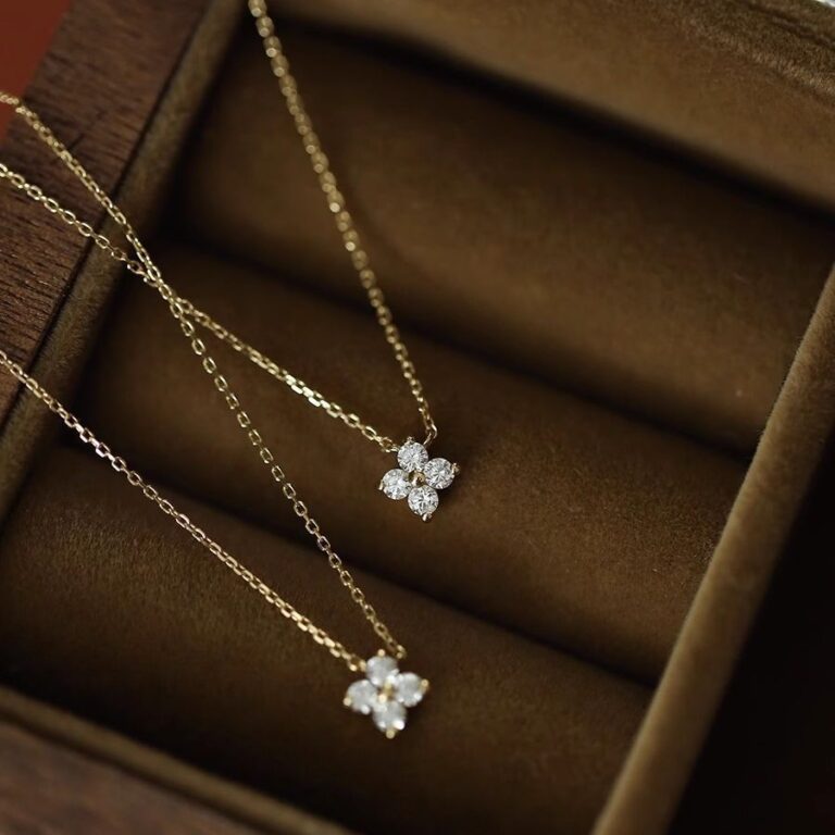 S925 Silver Lucky Four Leaf Clover CZ Minimalist Collarbone Chain Necklace for Women product image 1