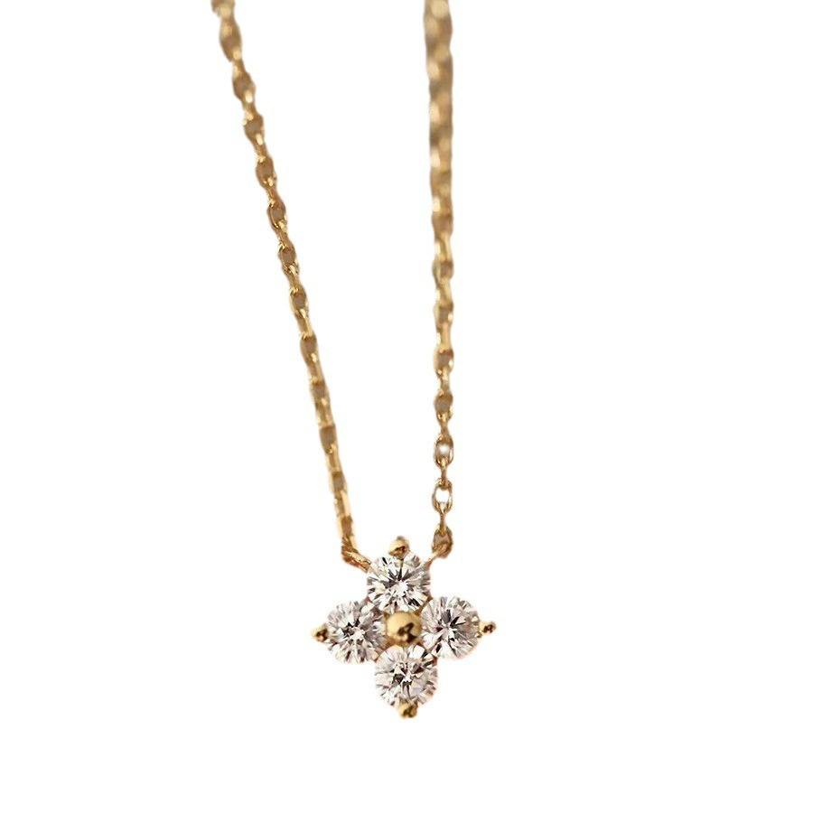 S925 Silver Lucky Four Leaf Clover CZ Minimalist Collarbone Chain Necklace for Women product image 5