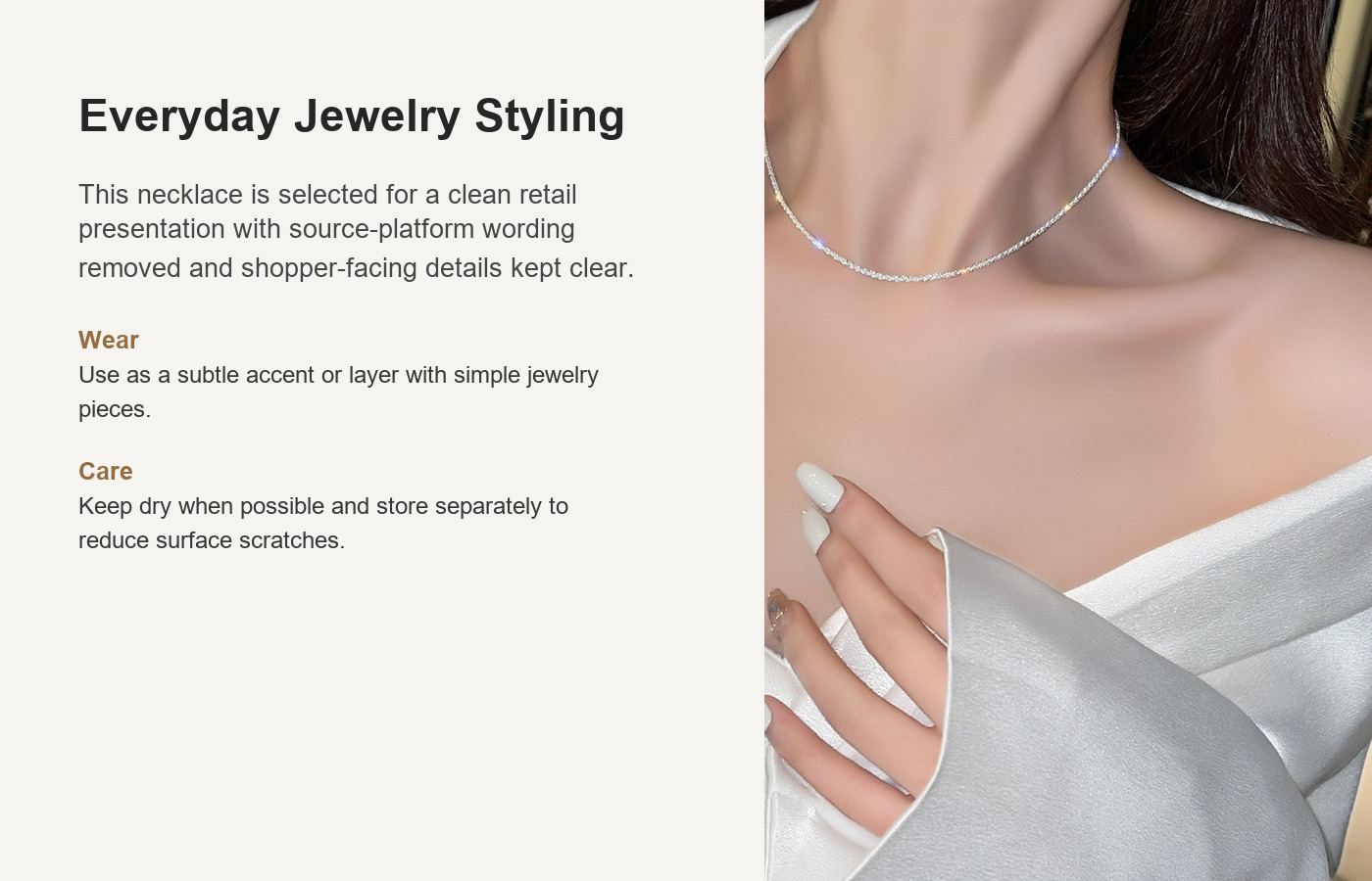 S925 Silver Collarbone Chain Minimalist Necklace for Women detail image