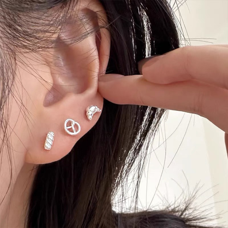 S925 Silver Croissant Minimalist Stud Earrings for Women main image 3