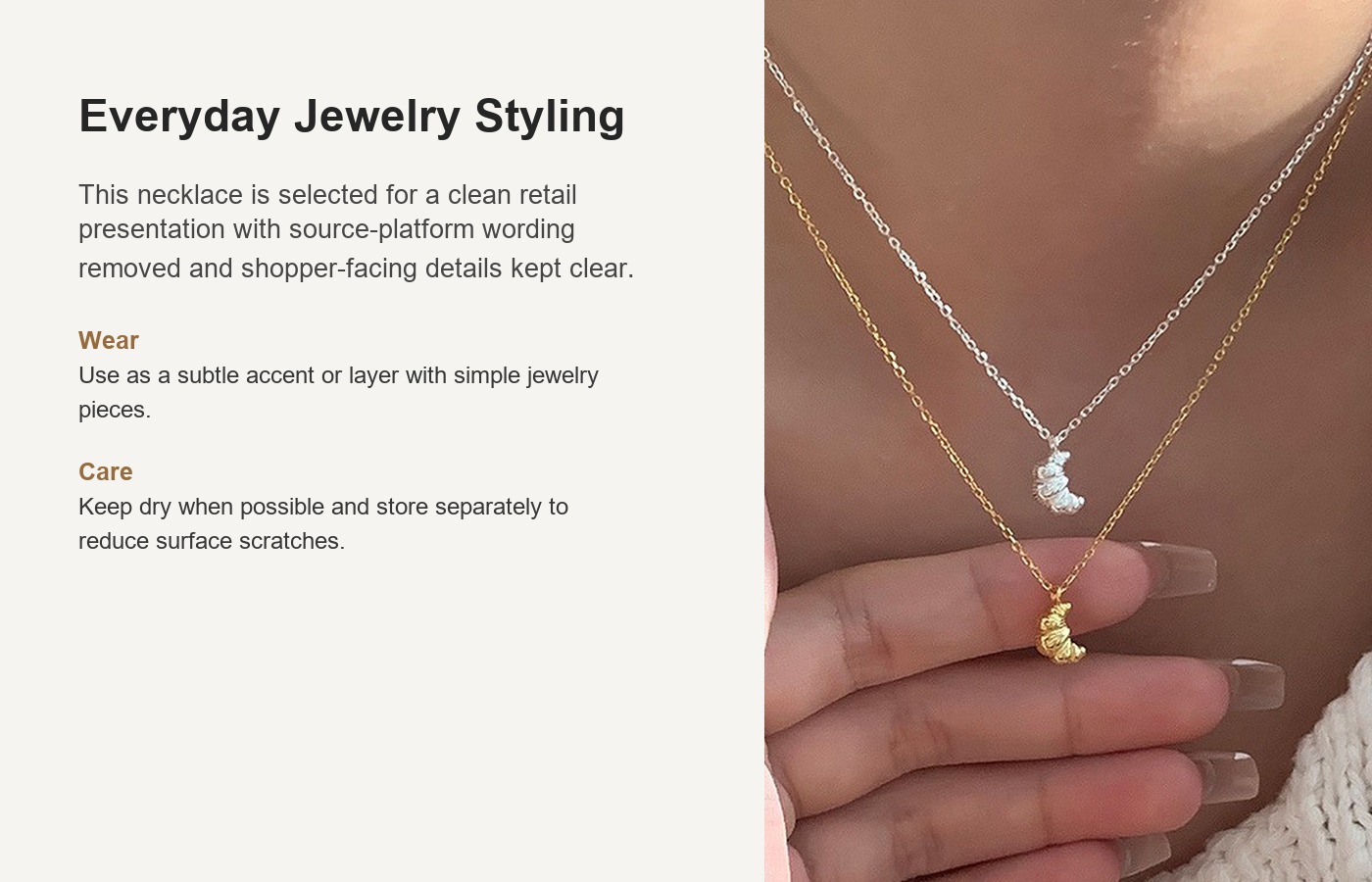 S925 Silver Croissant Vintage French Vintage Collarbone Chain Necklace for Women detail image