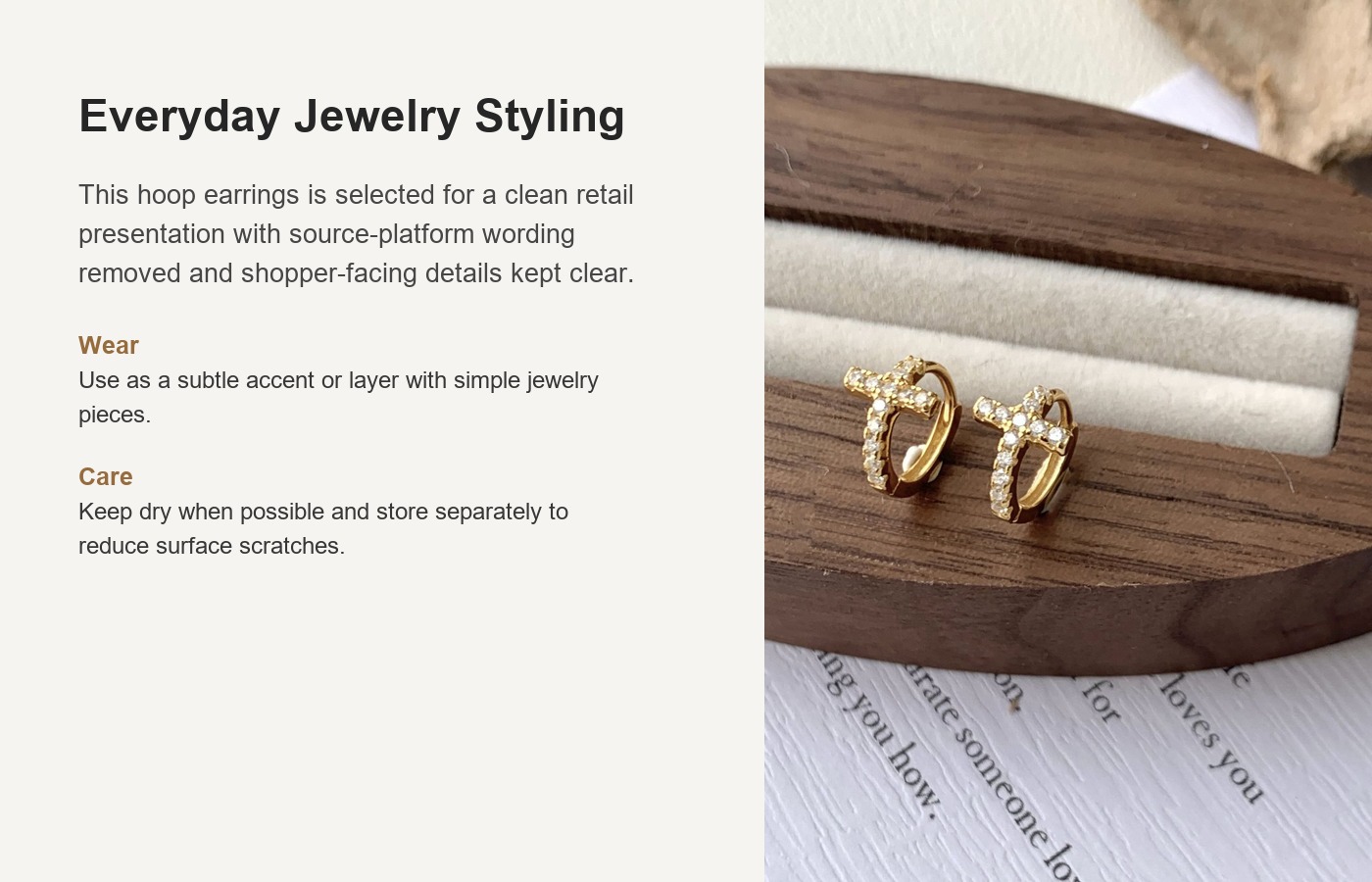 S925 Silver Cross CZ European American Hoop Earrings detail image