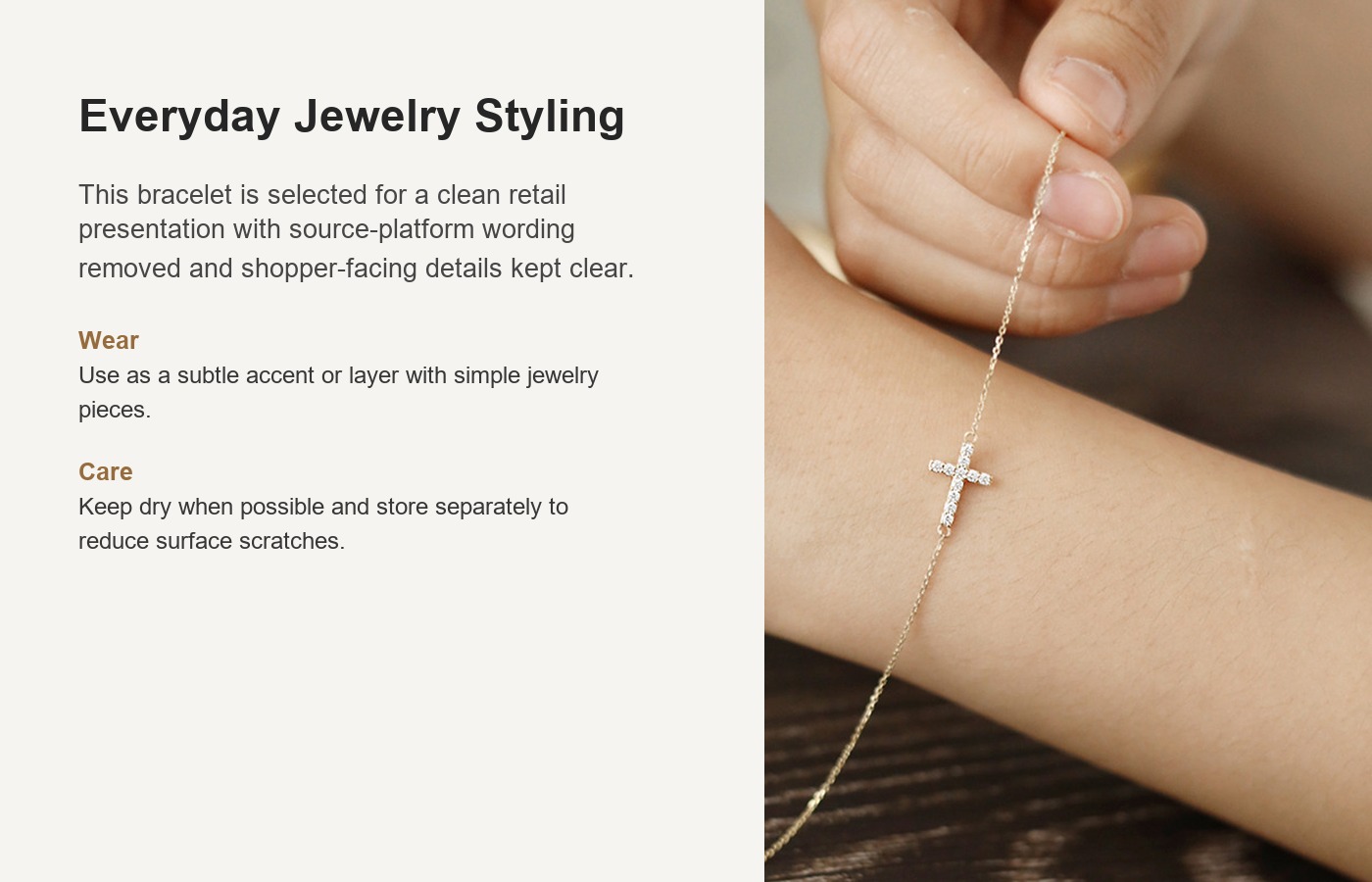 S925 Silver Cross CZ Light Luxury Bracelet for Women detail image