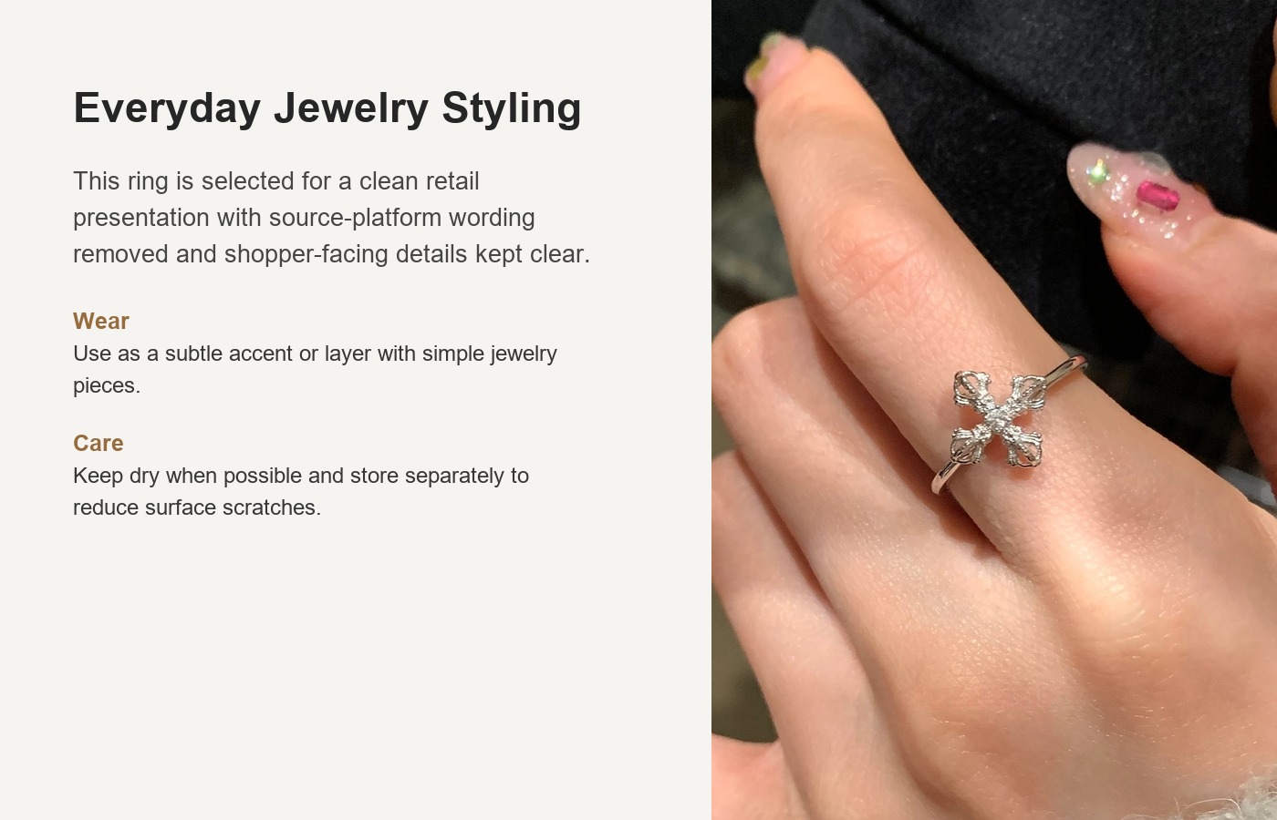 S925 Silver Cross CZ Light Luxury Korean Style Ring for Women detail image
