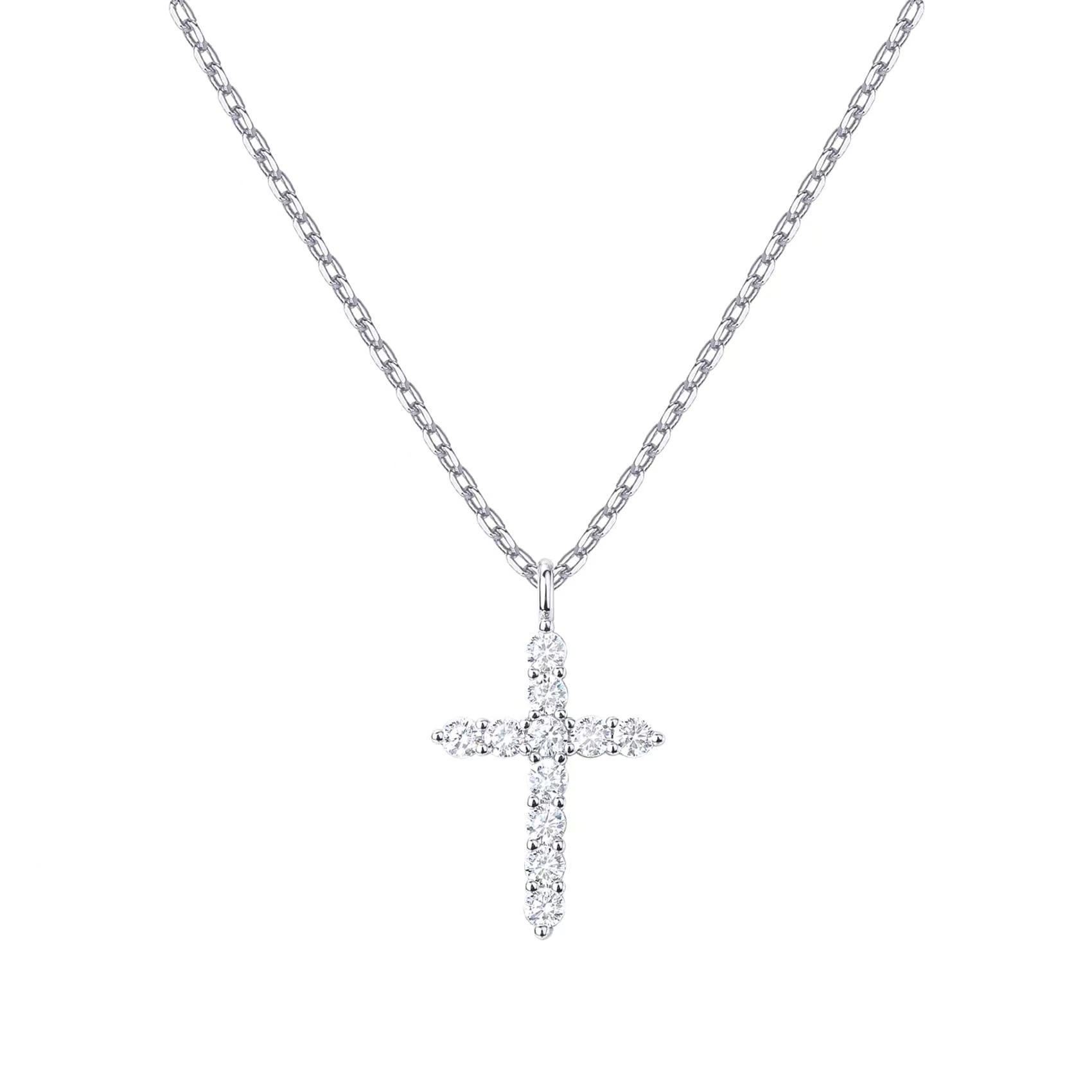 S925 Silver Cross Full CZ Light Luxury Collarbone Chain Necklace for Women main image 2