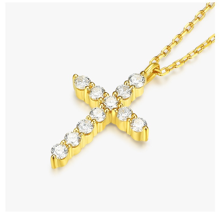 S925 Silver Cross Full CZ Light Luxury Collarbone Chain Necklace for Women main image 4