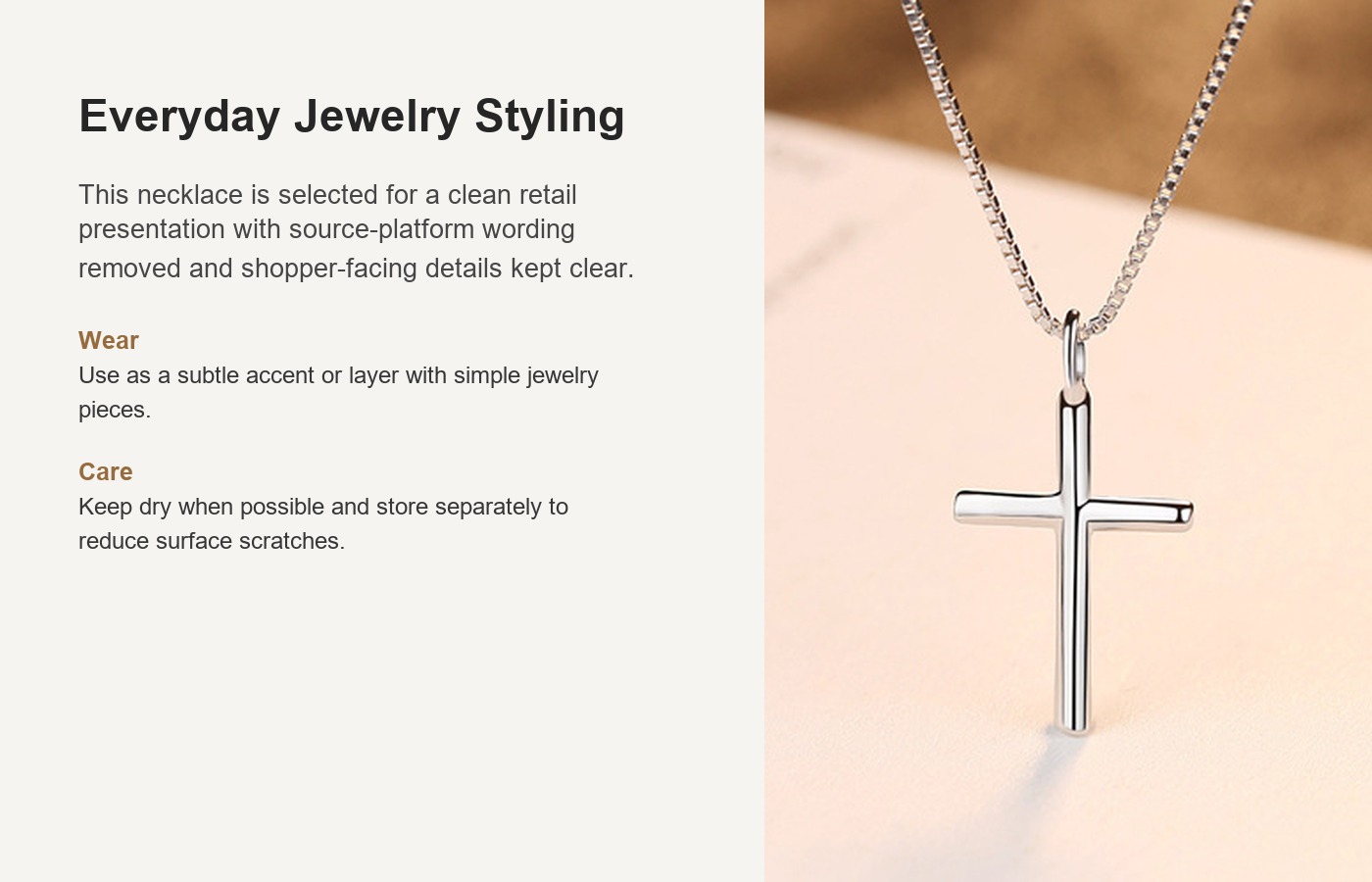 S925 Silver Cross Light Luxury Collarbone Chain Necklace for Women detail image