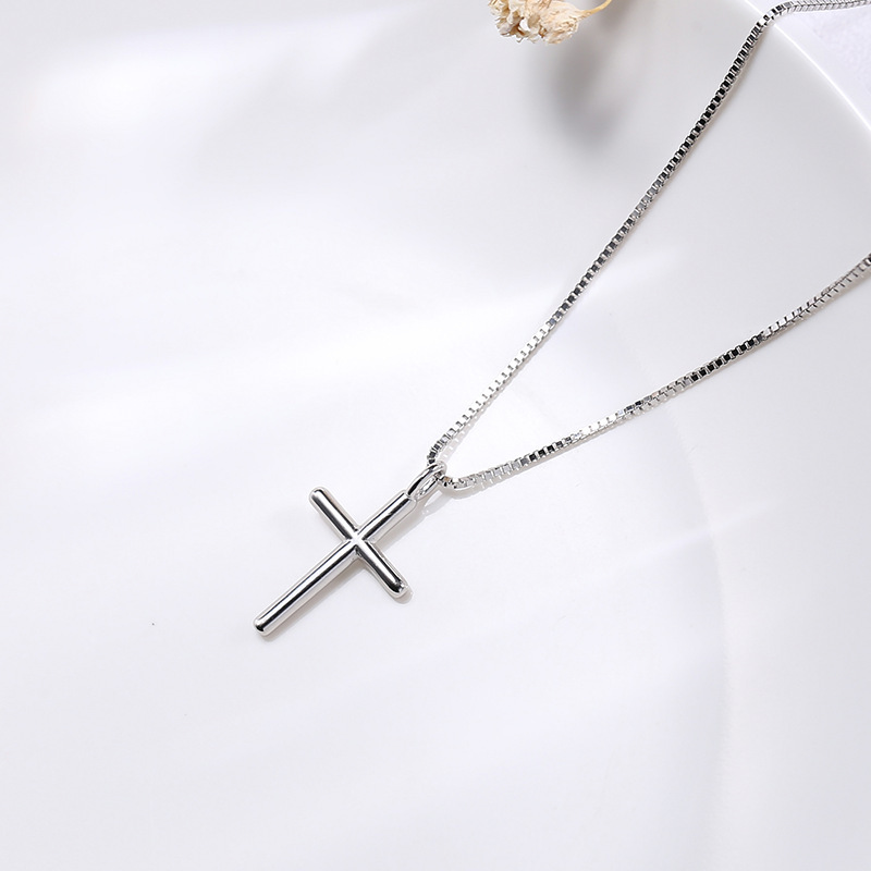 S925 Silver Cross Light Luxury Collarbone Chain Necklace for Women main image 4
