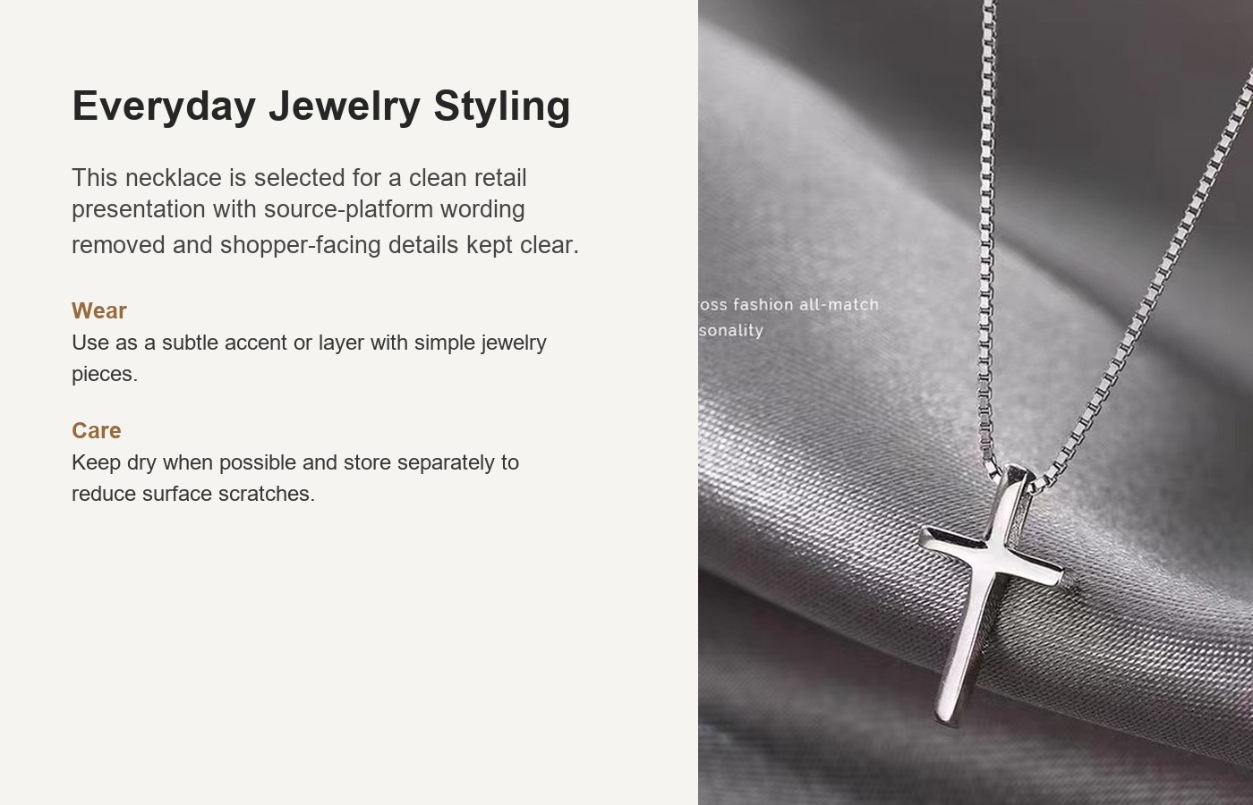 S925 Silver Cross Minimalist Collarbone Chain Box Chain Necklace for Women detail image