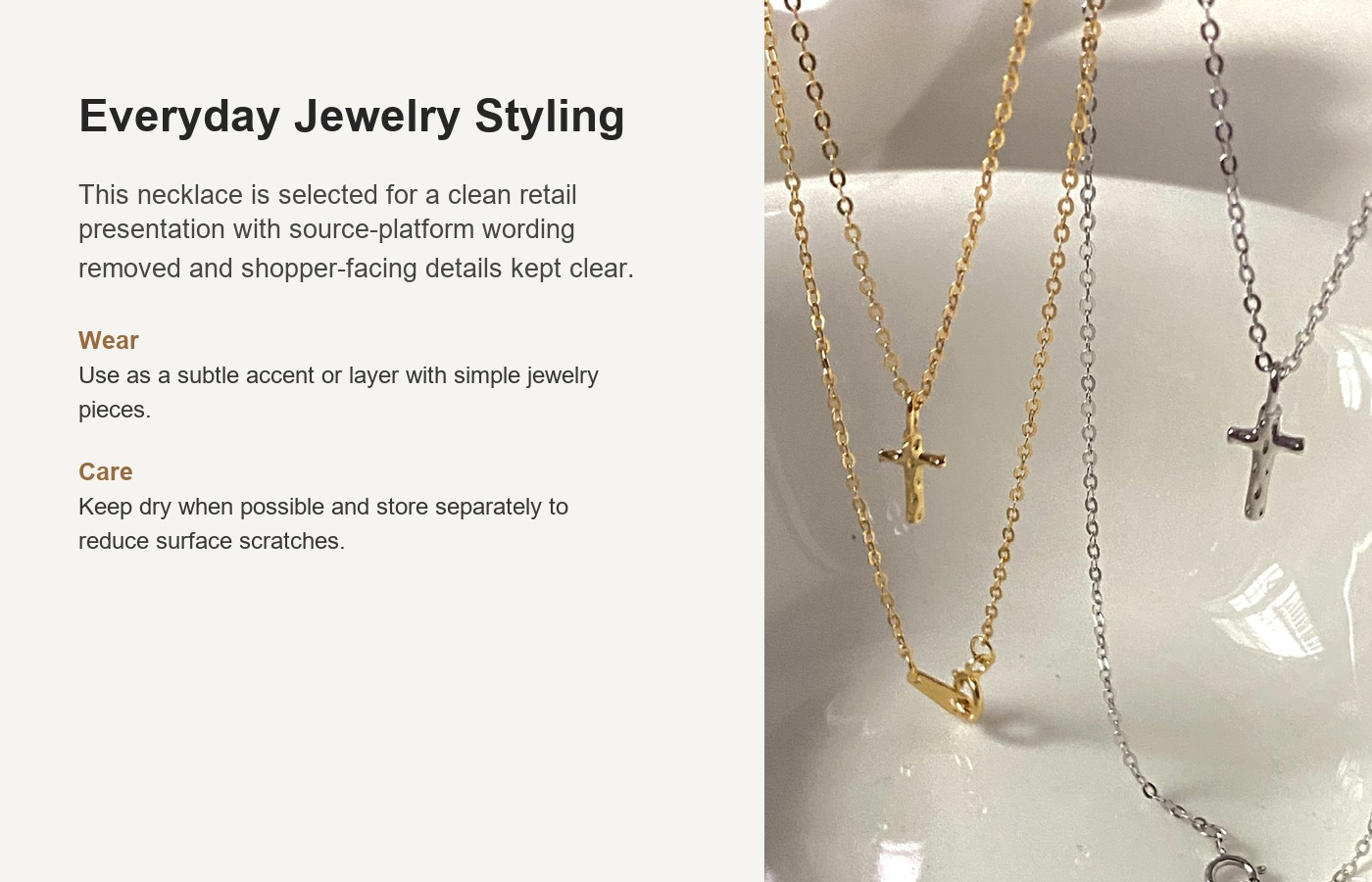 S925 Silver Cross Minimalist Collarbone Chain Necklace for Women detail image