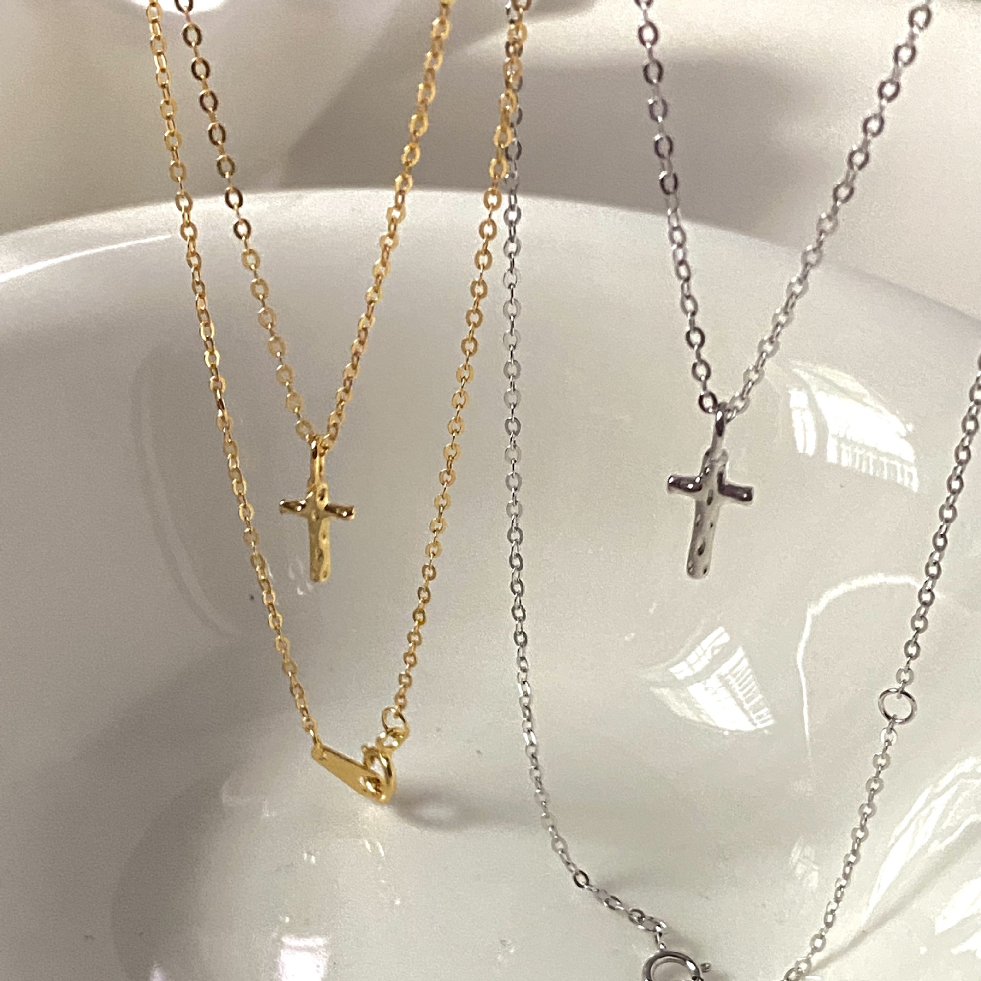 S925 Silver Cross Minimalist Collarbone Chain Necklace for Women main image 1