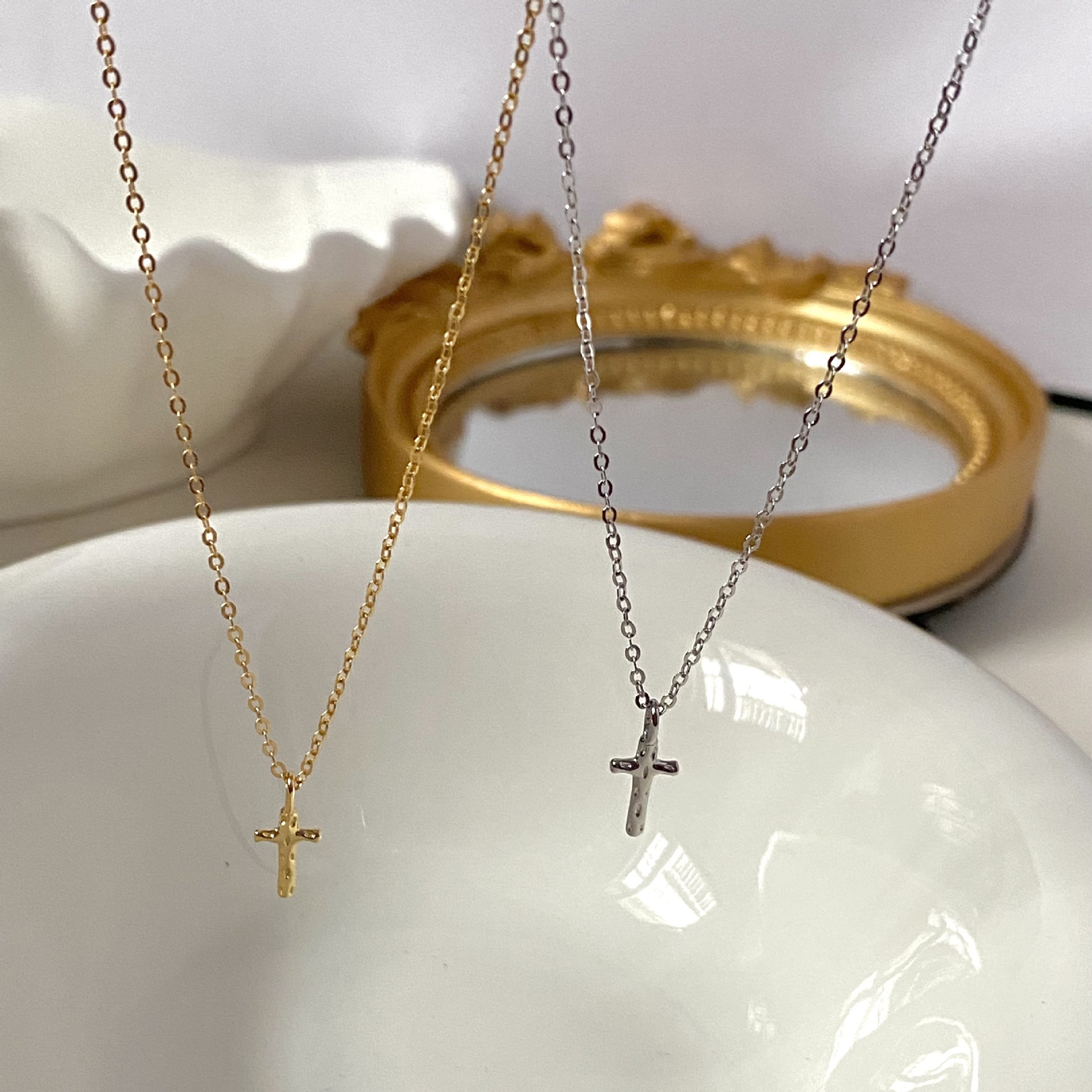 S925 Silver Cross Minimalist Collarbone Chain Necklace for Women main image 2