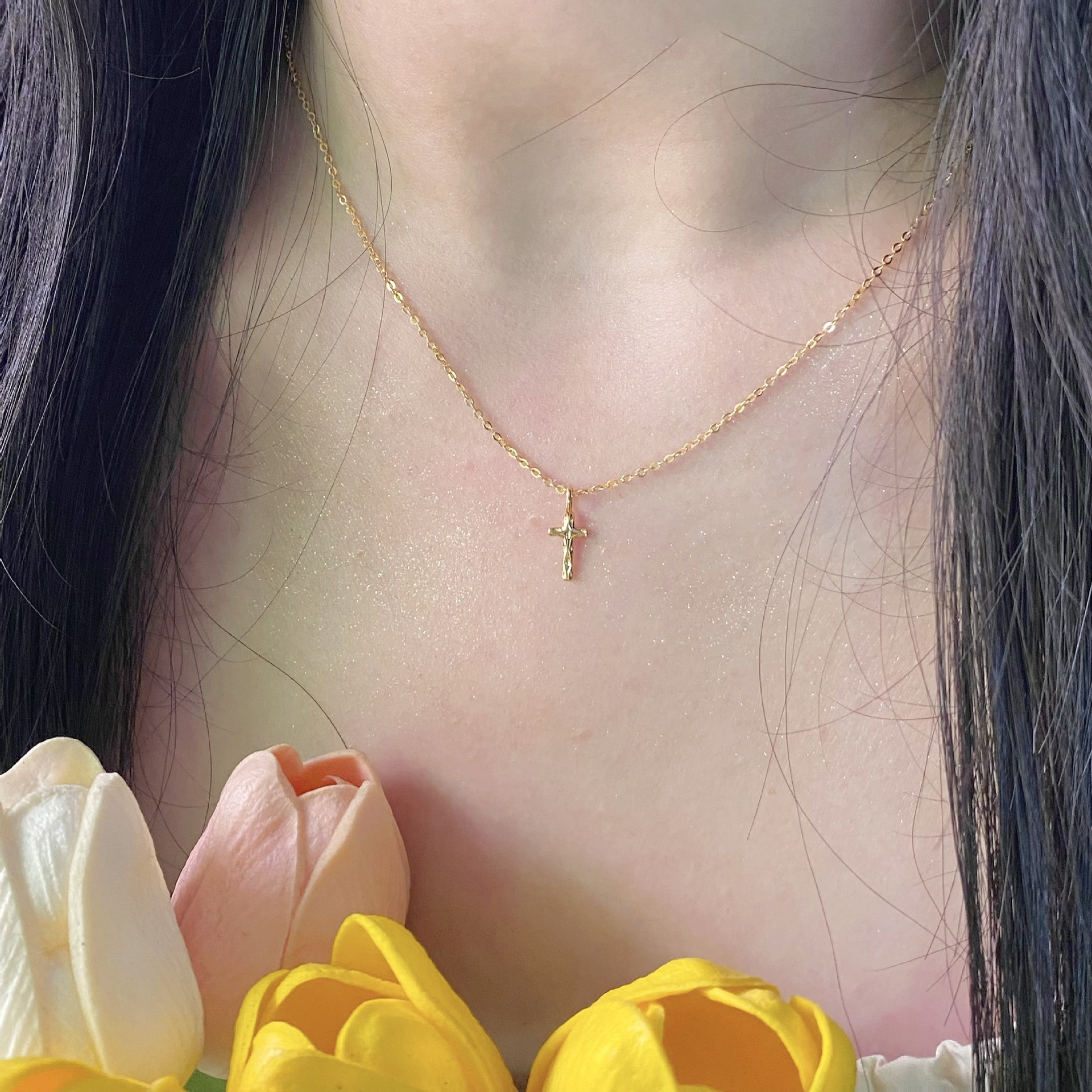 S925 Silver Cross Minimalist Collarbone Chain Necklace for Women main image 3