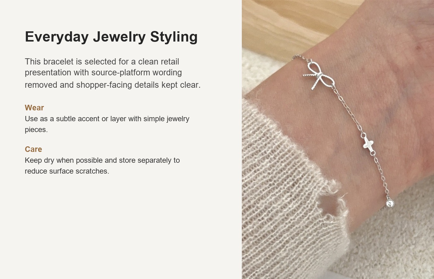 S925 Silver Cross Minimalist Korean Style Bracelet for Women detail image
