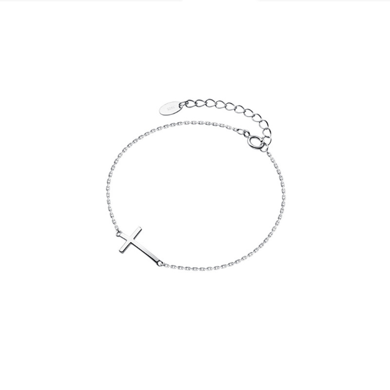 S925 Silver Cross Minimalist Light Luxury European American Bracelet for Women main image 5
