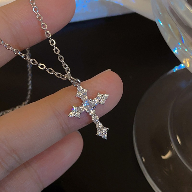 S925 Silver Cross Sparkle CZ Cross Chain Everyday Necklace for Women main image 1