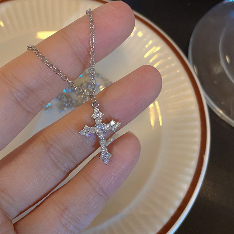 S925 Silver Cross Sparkle CZ Cross Chain Everyday Necklace for Women main image 2