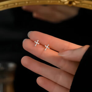 S925 Silver Cross Stud Earrings for Women main image 1