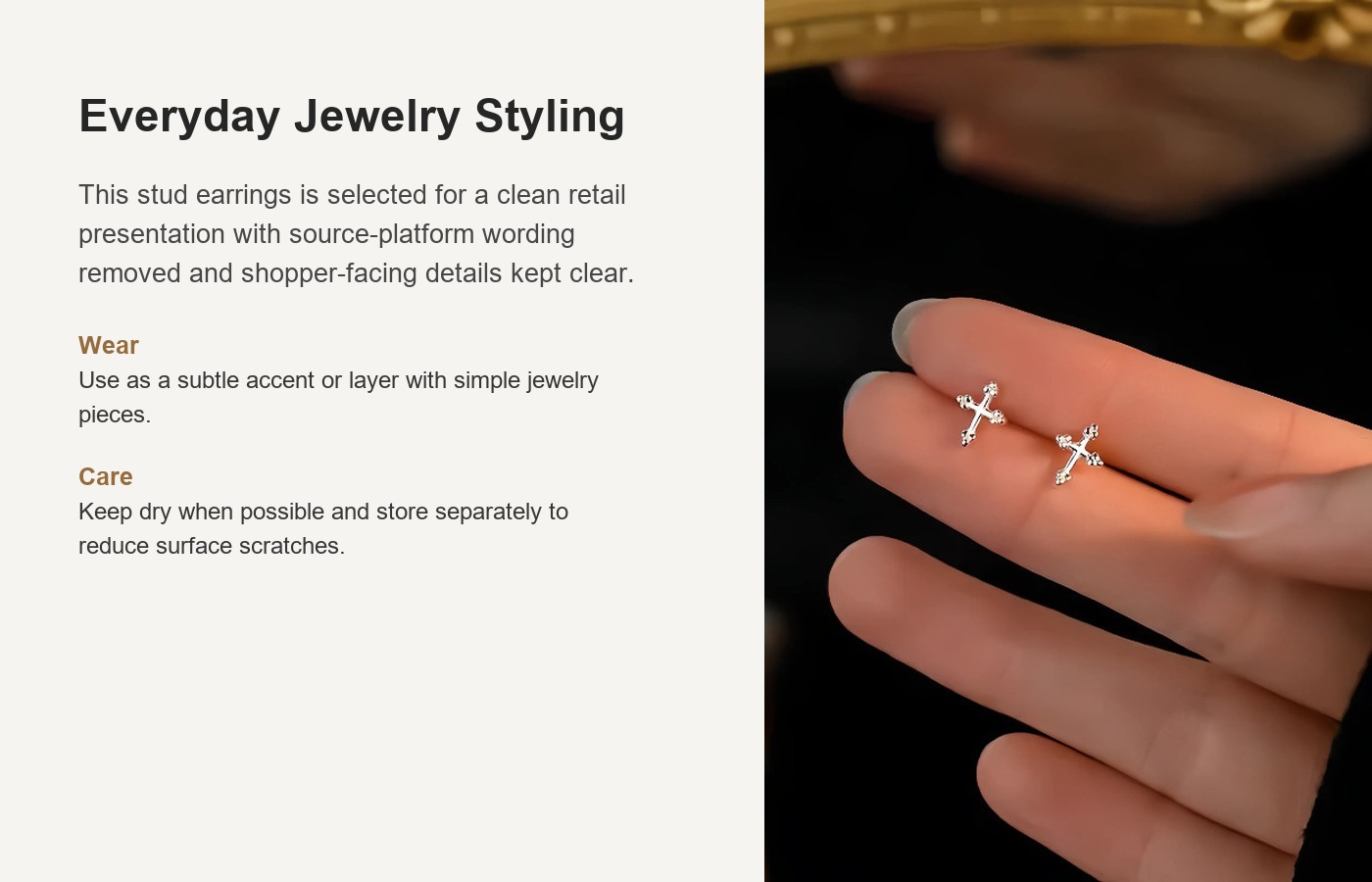S925 Silver Cross Stud Earrings for Women detail image