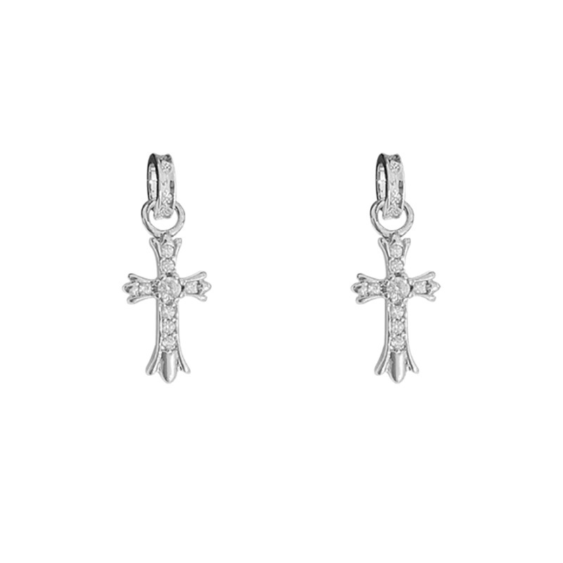 S925 Silver Cross Vintage Chinese Vintage Stud Earrings main image 5