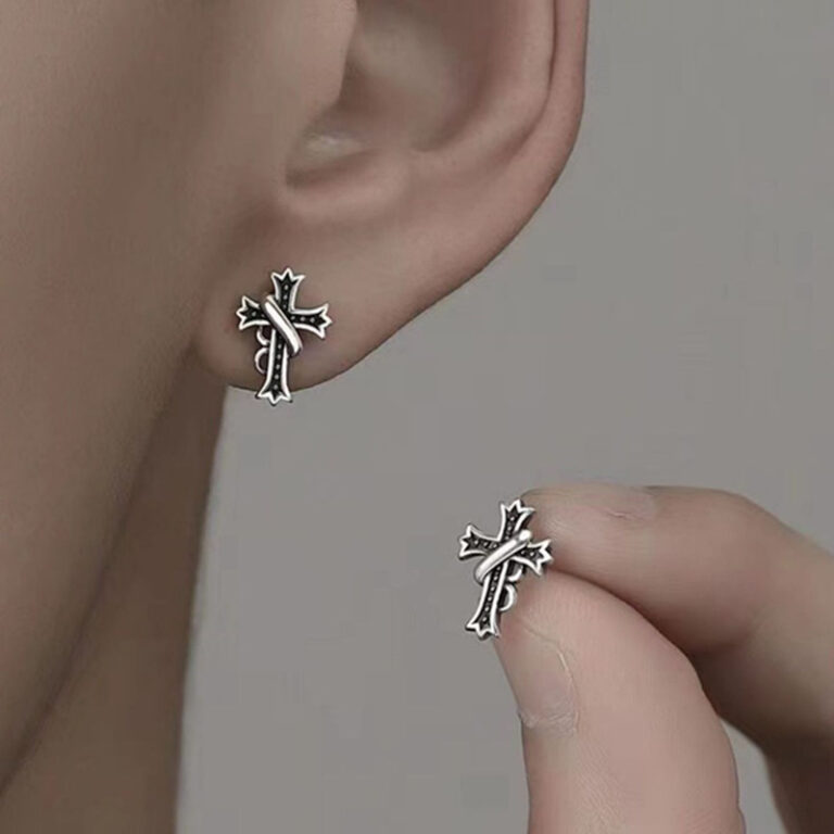 S925 Silver Cross Vintage Minimalist Stud Earrings for Women main image 1