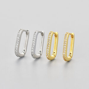 S925 Silver CZ European American Hoop Earrings main image 1