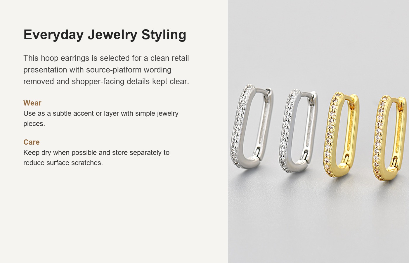 S925 Silver CZ European American Hoop Earrings detail image