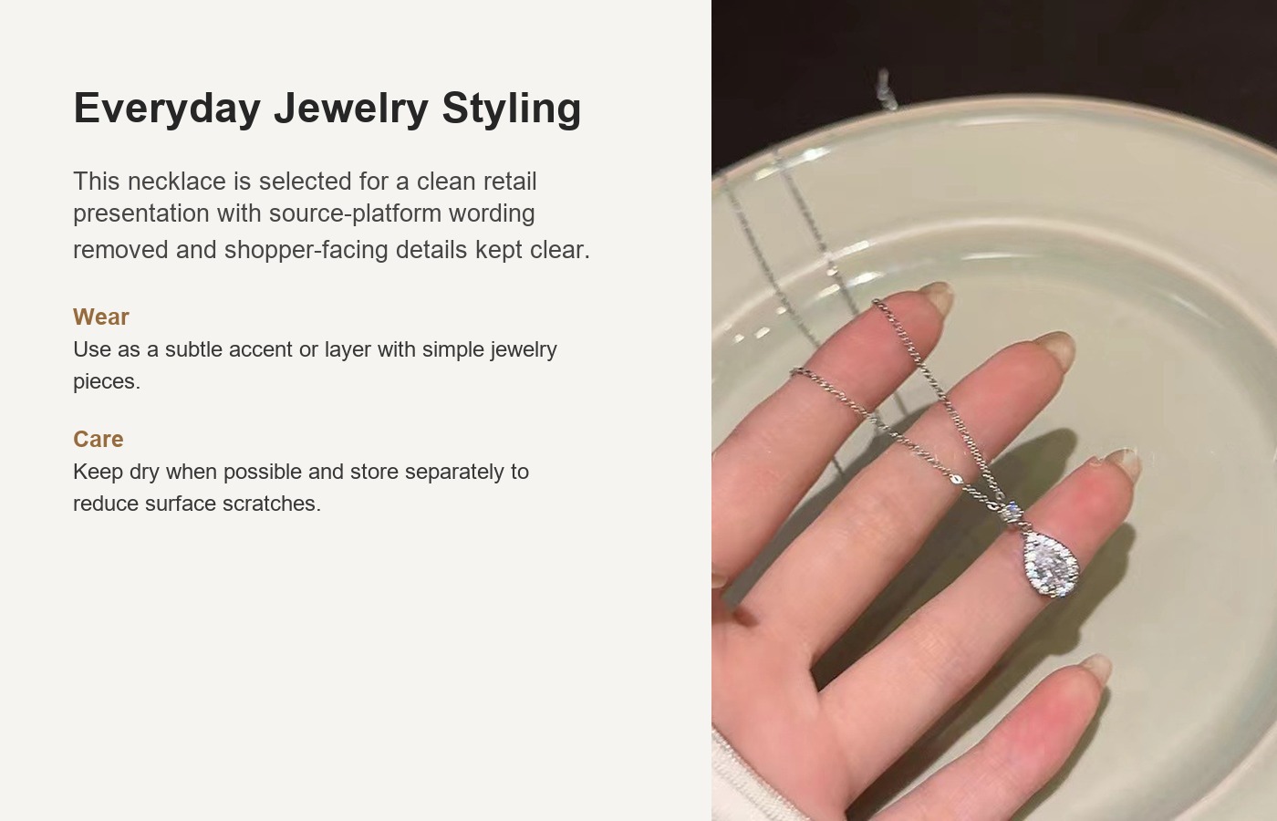 S925 Silver CZ Full CZ Minimalist French Vintage Collarbone Chain Necklace for Women detail image