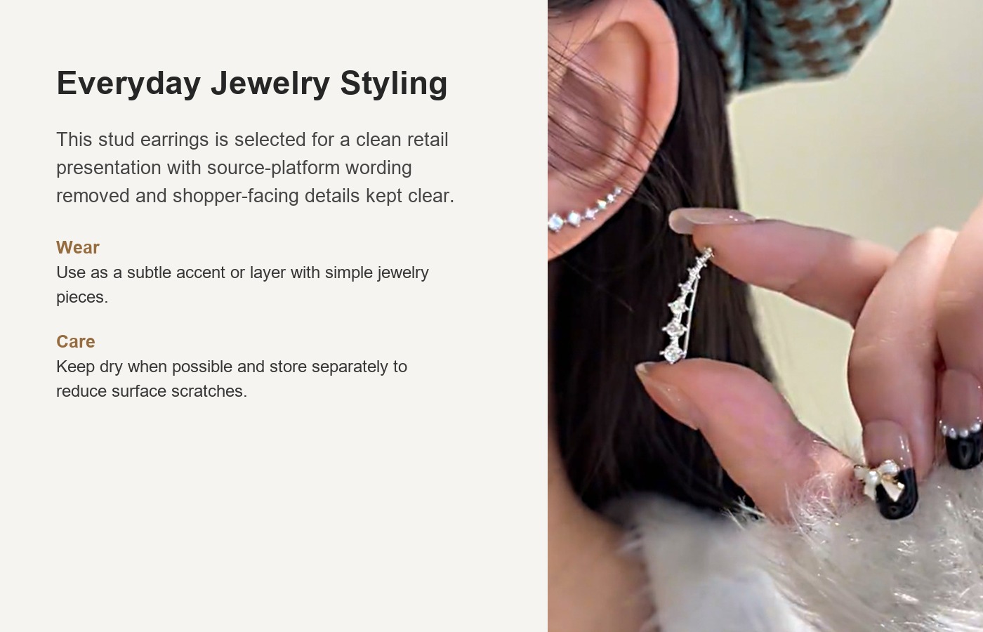 S925 Silver CZ Full CZ Sparkle CZ Light Luxury Stud Earrings for Women detail image