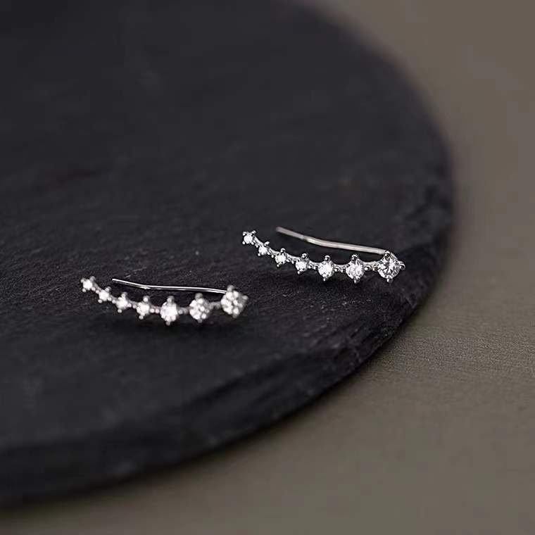 S925 Silver CZ Full CZ Sparkle CZ Light Luxury Stud Earrings for Women main image 2