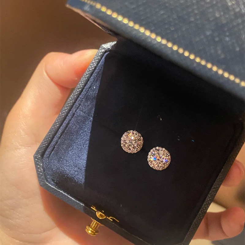 S925 Silver CZ Full CZ Stud Earrings for Women main image 1