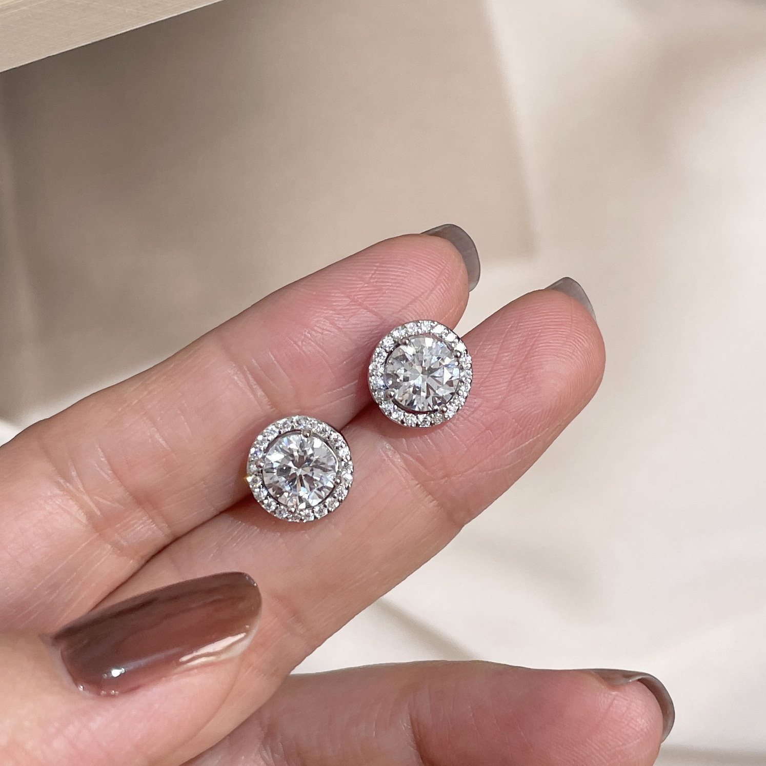 S925 Silver CZ Full CZ Stud Earrings for Women main image 4
