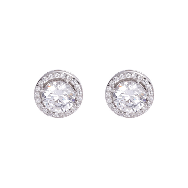 S925 Silver CZ Full CZ Stud Earrings for Women main image 5