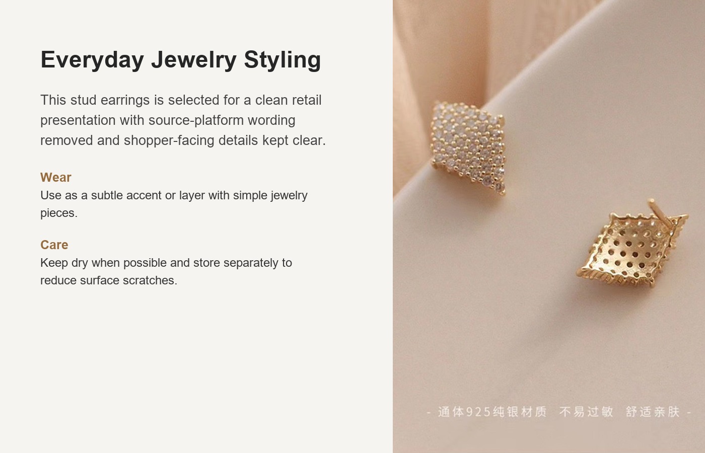S925 Silver CZ Full CZ Vintage Stud Earrings for Women detail image