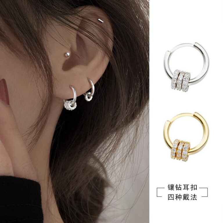 S925 Silver CZ Hoop Earrings main image 1